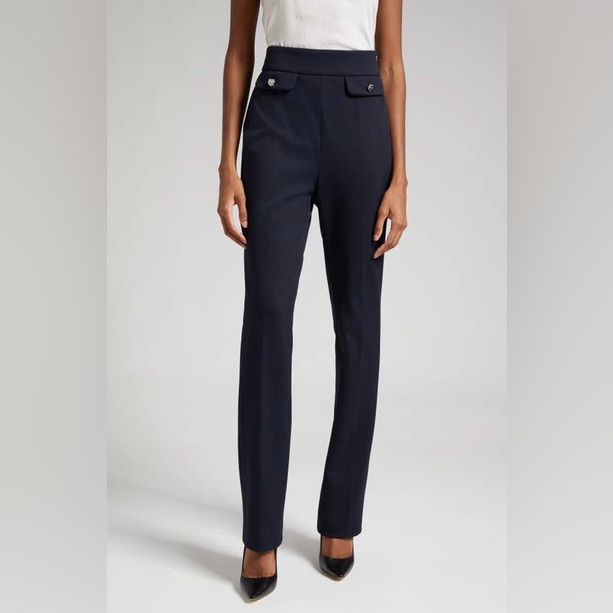 Boss Tubeka High Waist Slim Straight Leg Pants Black Size 10 Nwt